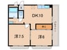 西村マンション 2DKの間取り