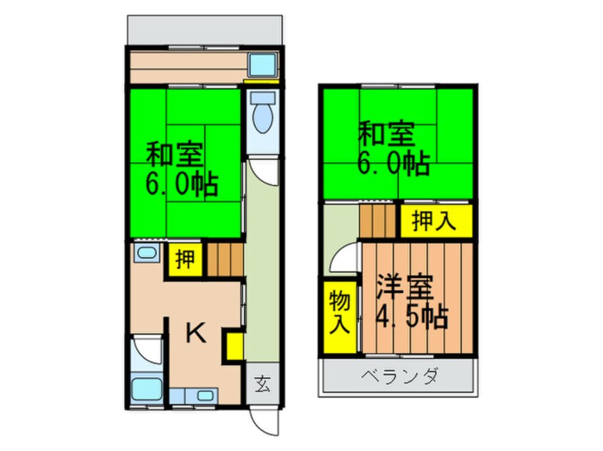 間取図 桑田四戸一貸家