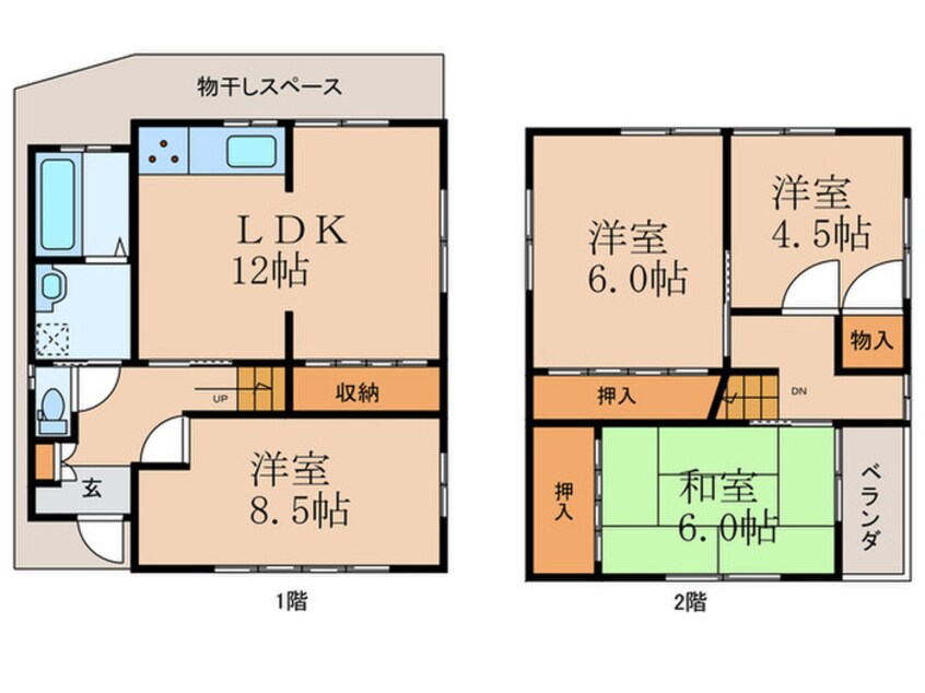 間取図 日ノ岡坂脇町4-3貸家