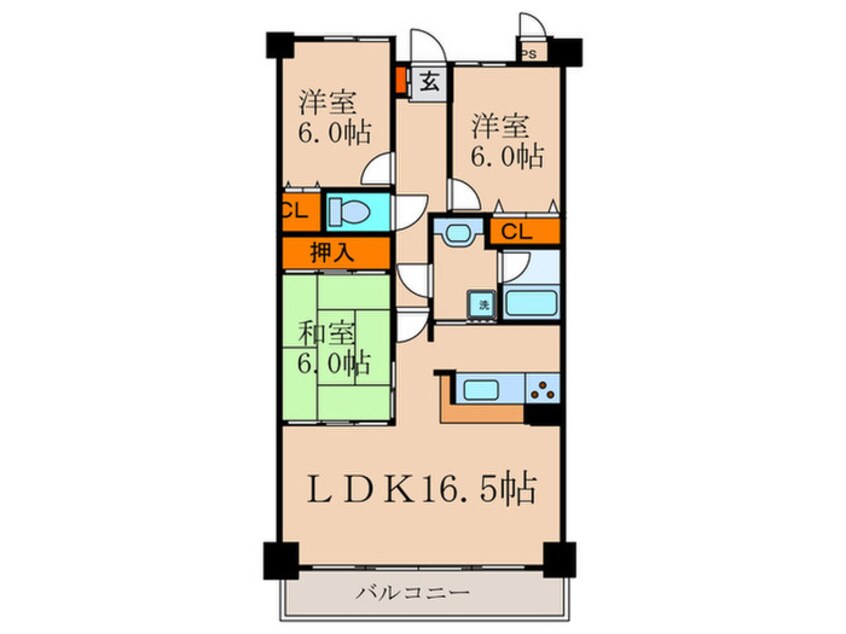 間取図 ﾗｲｵﾝｽﾞﾏﾝｼｮﾝ京都淀第2(205)