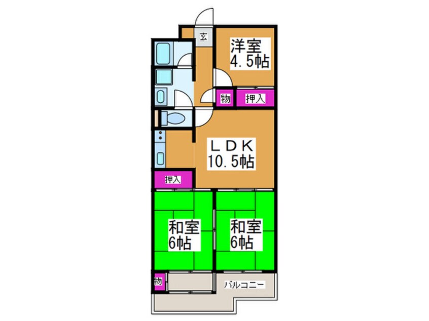 間取図 エバグリ－ン長居１号棟(６０４)