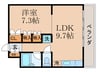 サンガ－デン山科 1LDKの間取り