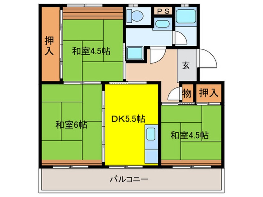 間取図 鶴山台第３住宅２２号棟(402)