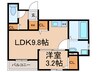ウィステリア門戸 1LDKの間取り