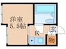 リ・シェル朝日 1Kの間取り