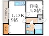 ト－タス森田 1LDKの間取り