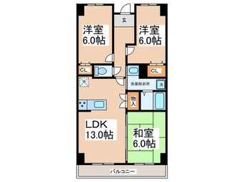 間取図 プレステ－ジフジ東貝塚壱番館