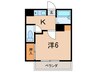 リッツメイト 1Kの間取り