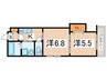 クリエオーレ舎利寺 2Kの間取り
