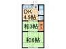 汐見が丘ハウス 2DKの間取り