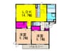 パストラル・エント岡町 2LDKの間取り