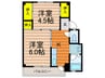 ビレッジハウス招提２号棟 2Kの間取り