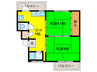 岡山ハイツ 2DKの間取り