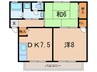 三浦ハイツ 2DKの間取り