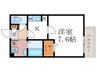 アムール吉田中大路 1Kの間取り