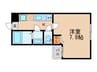 フラッティ堀川高辻 1Kの間取り