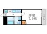 フラッティ堀川高辻 1Kの間取り