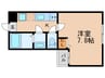 フラッティ堀川高辻 1Kの間取り