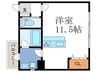 グレースろうじ 1Rの間取り