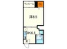 アセンダ六甲山の手 1DKの間取り