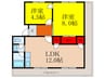 パレス摂津庄屋 2LDKの間取り