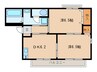 ディアス西真上Ｃ棟 2DKの間取り