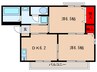 ディアス西真上Ｃ棟 2DKの間取り