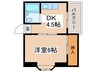 背戸口シティハイツ 1DKの間取り