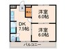 プレアール高槻春日 2DKの間取り
