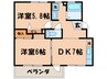 シャトレーヌ桂Ｂ棟 2DKの間取り