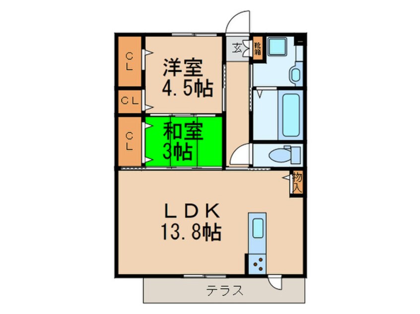 間取図 Ｄ－ｒｏｏｍカトレア