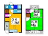 高見の里5丁目貸家東側 2DKの間取り