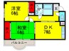 ドミール橘五月町Ⅰ 2DKの間取り