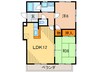 アミュ－ズ甲東園 2LDKの間取り