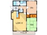 アミュ－ズ甲東園 2LDKの間取り