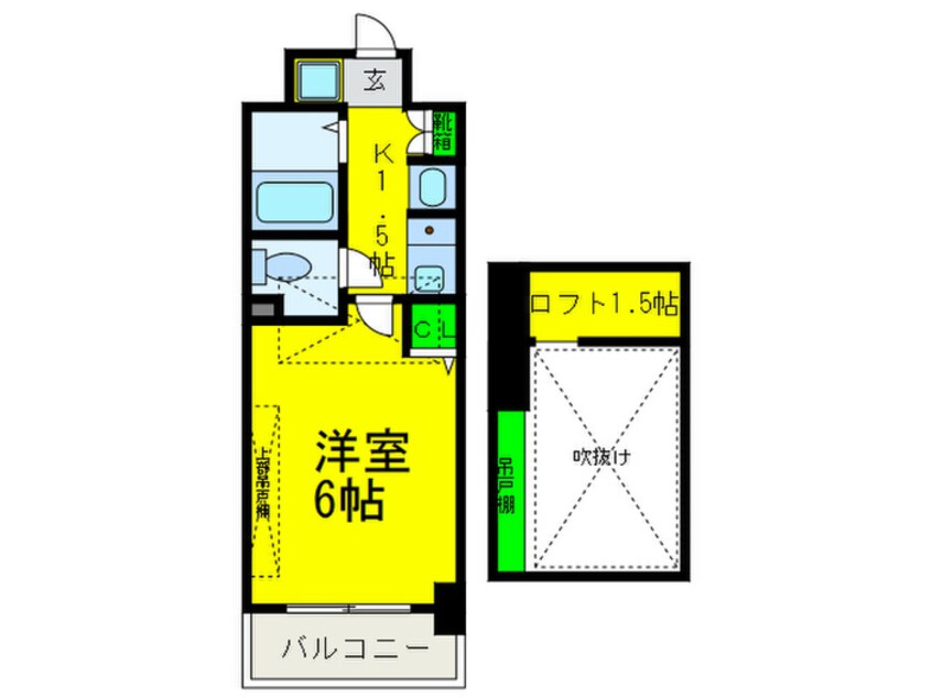 間取図 ｴｽﾃﾑｺｰﾄ難波ﾐｭｰｽﾃｰｼﾞ(402)