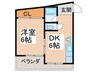 田伏マンション 1DKの間取り