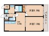 シャトレ－弐番館 2DKの間取り