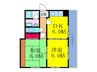 中崎西ハイツ 2DKの間取り