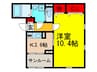 カ－サプラシ－ド 1Kの間取り