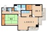 カンパ－ニュ北園田 2LDKの間取り