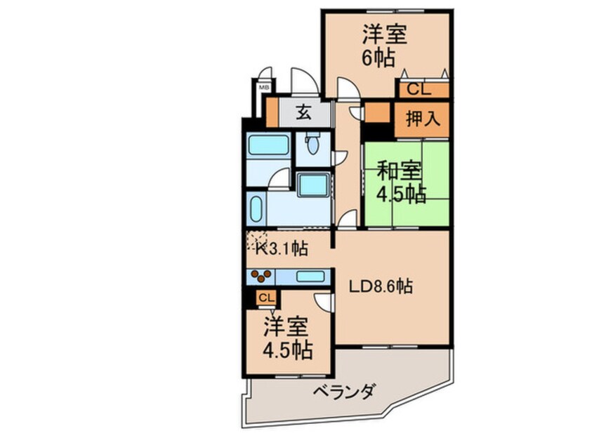 間取図 カスタリア阿倍野