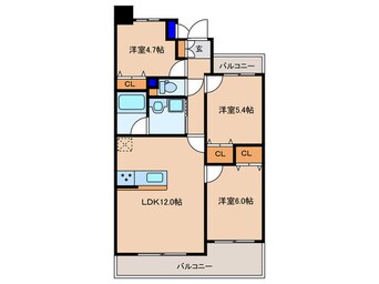 間取図 ｴｽﾃﾑｺｰﾄ都島ｷｬﾄﾙﾌﾟﾗﾝｼｭ（802）