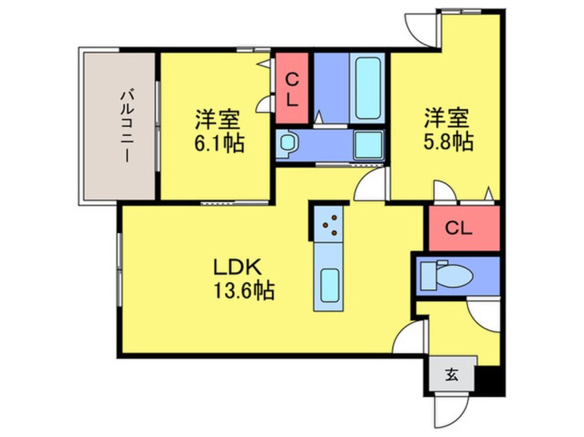 間取図 D-ROOM瓜破NORTH