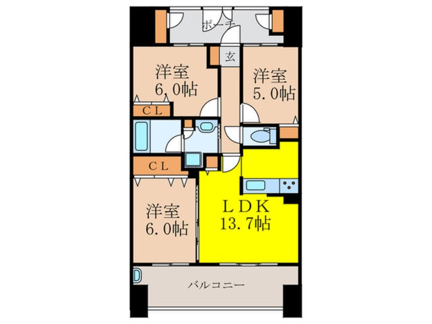 間取図 ｸﾞﾗﾝﾌｧｰｽﾄ千里桃山台8号棟(205)