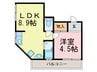 西明石サンライズマンション 1LDKの間取り