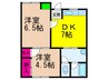 グリーンハイツ春木 2DKの間取り