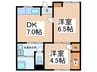 グリーンハイツ春木 2DKの間取り