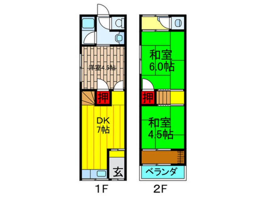 間取図 城垣町連棟借家