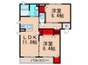 ラフィーネ大蔵司 2LDKの間取り